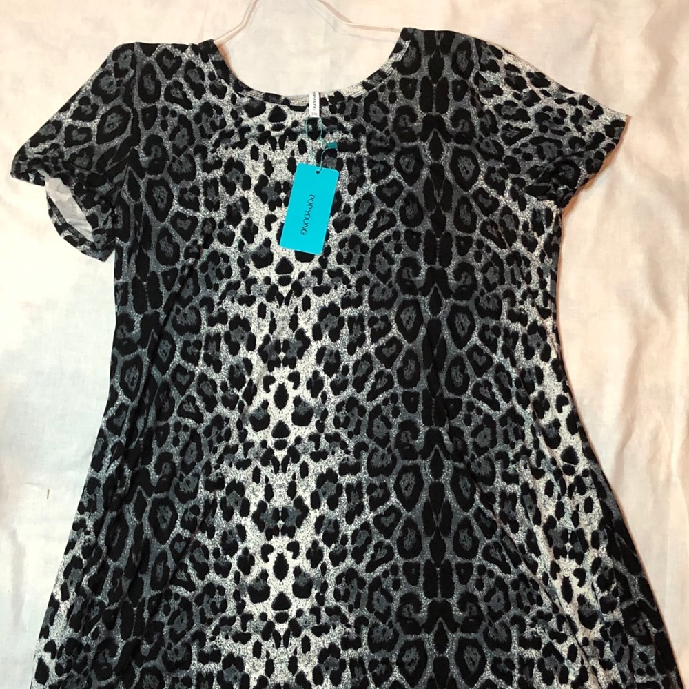 Black/Gray/White Leopard Dress NET Women’s 3XL
